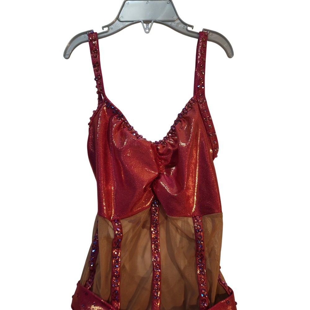 Sparkly Pink Dance‎ Skate Leotard Costume Sequin Rhinestone Child L 10